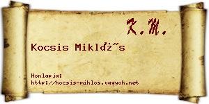 Kocsis Miklós névjegykártya